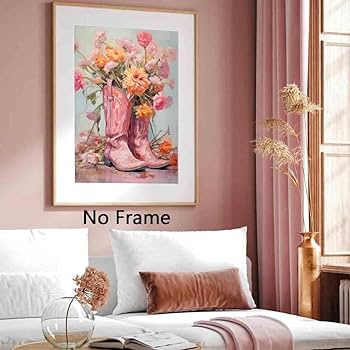 Amazon.com: Vintage Pink Cowboy Boots Wall Art - 16x24in